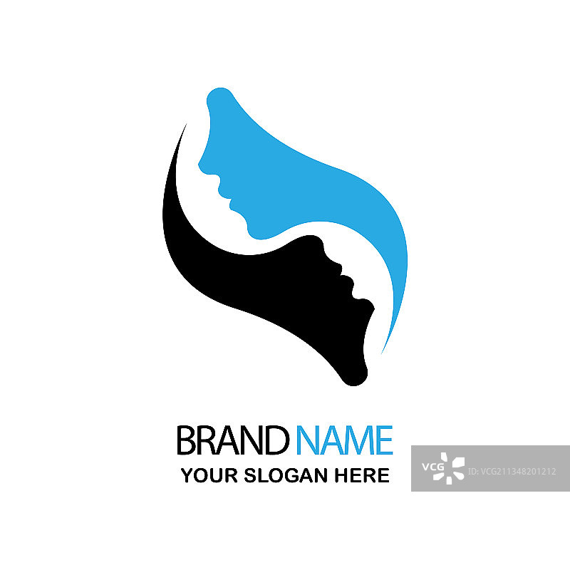 黑色和蓝色双人脸图标图片素材