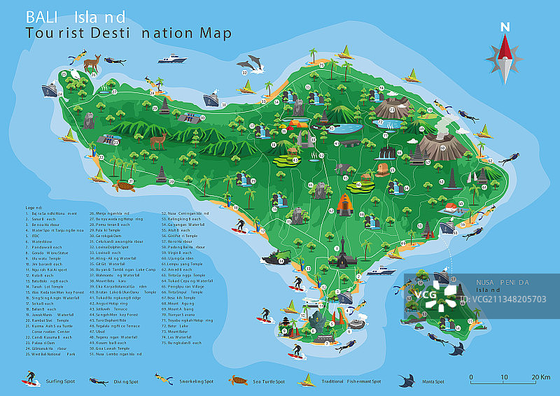 巴厘岛旅游景点地图详情图片素材