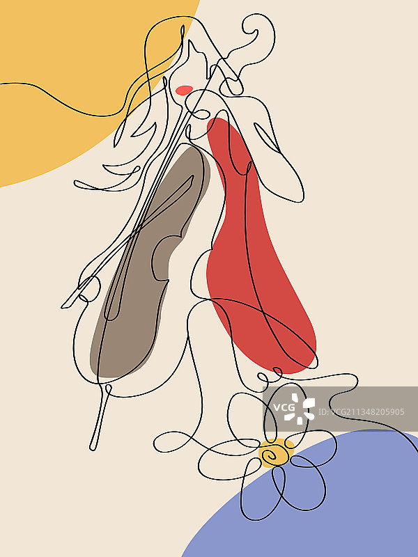 抽象风格的女孩与大提琴图片素材