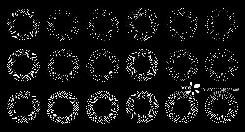 白色半色调圆形点状框架集合图片素材