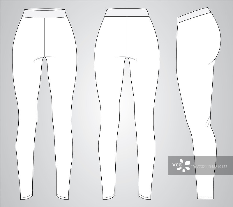 修身打底裤时尚平面设计草图图片素材