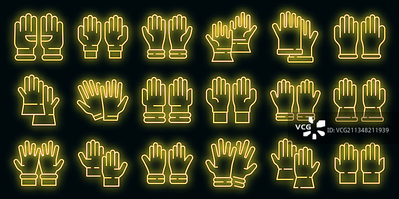 医用手套霓虹灯图标集图片素材