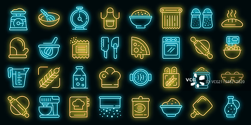 面团图标霓虹灯套装图片素材