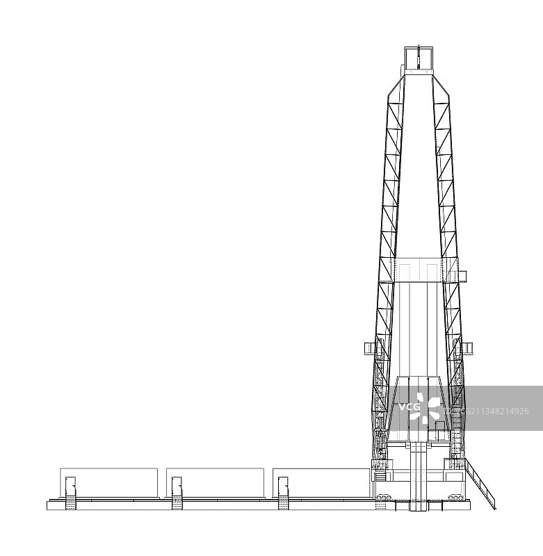 石油钻井平台正交图图片素材