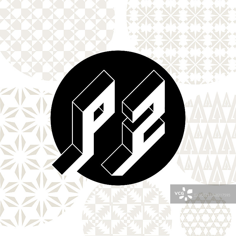 P和Z-等距3D字体字母组合或标志图片素材