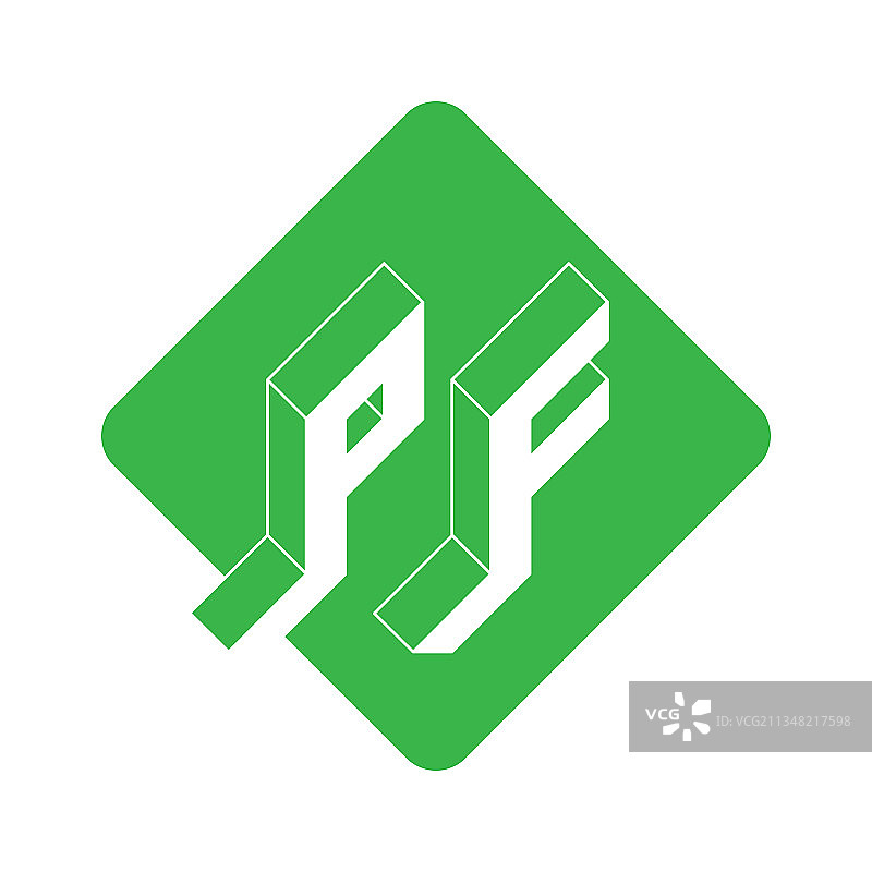 用于PF设计的2.5D字体-双字母代码图片素材