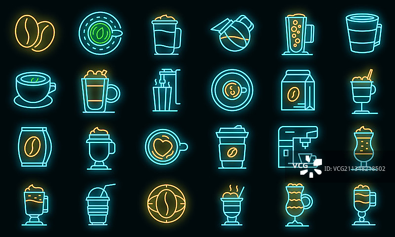 拿铁咖啡图标霓虹灯图片素材