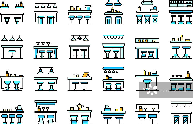 吧台图标扁平化设计图片素材