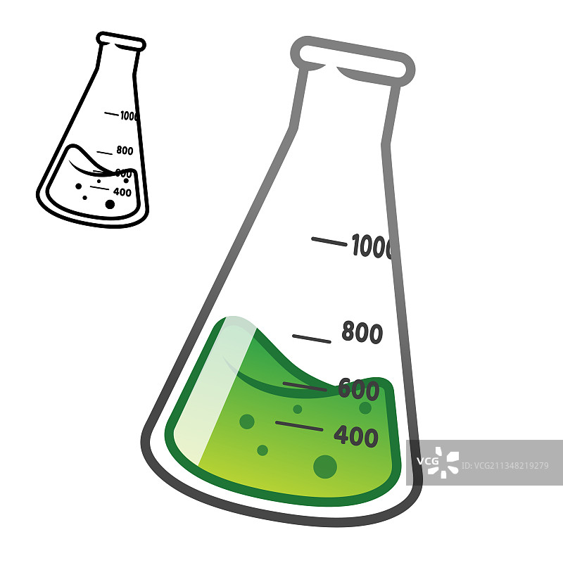 带线条艺术图的锥形瓶图片素材