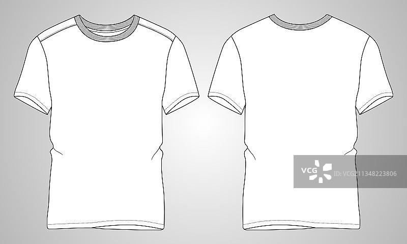 技术时尚T恤平面设计草图模板图片素材