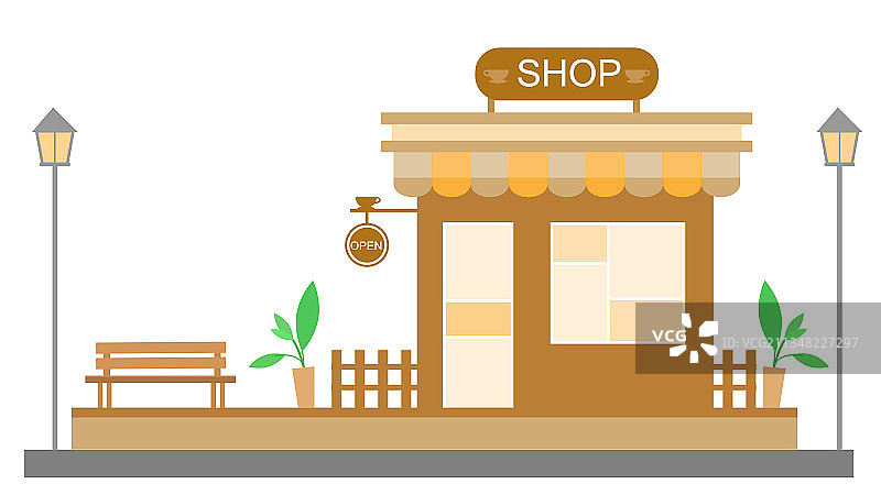 带有可爱装饰的棕色调商店图片素材