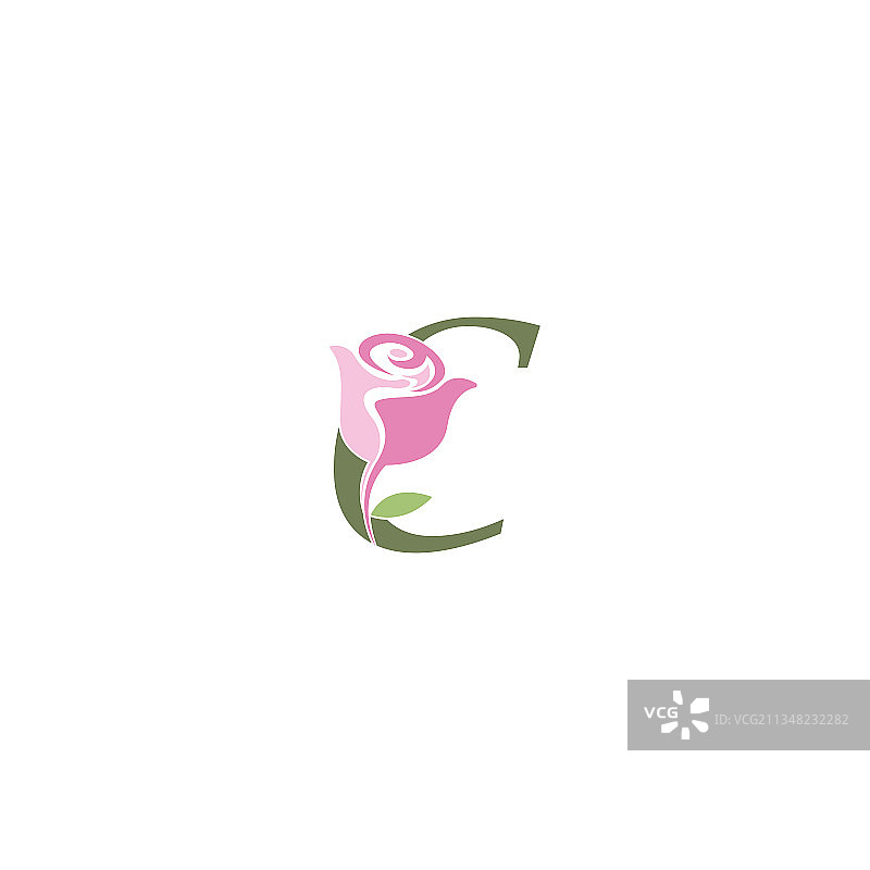 字母C玫瑰图标logo模板图片素材