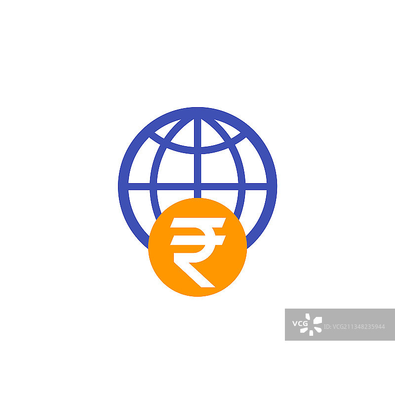 印度卢比和地球图标图片素材