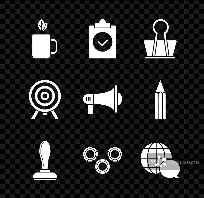 茶杯茶叶与已完成工作活页夹图片素材