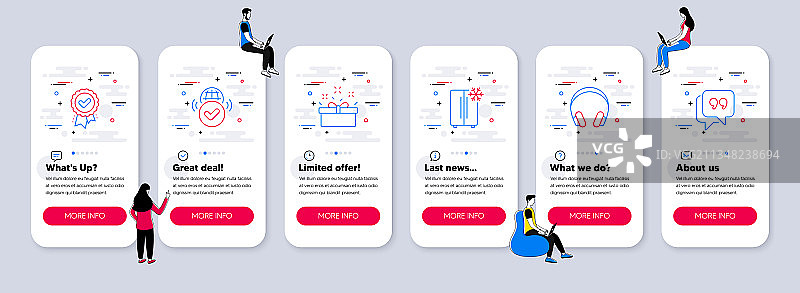 耳机相关线性图标组合图片素材