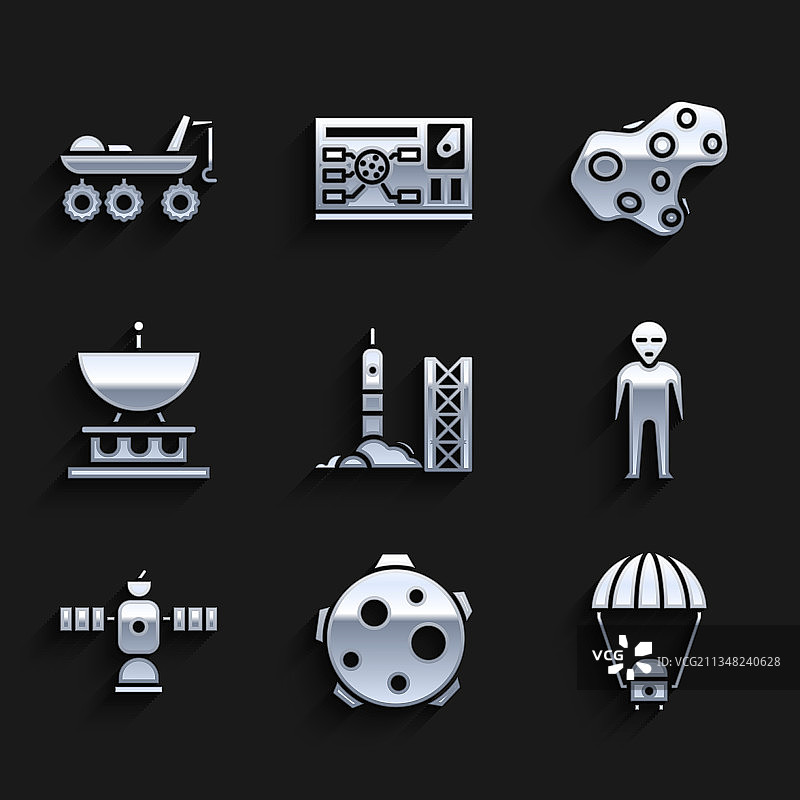 从航天港星球发射火箭设置图片素材