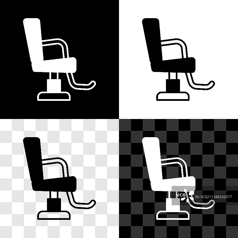 理发店椅子黑色背景图标套装图片素材
