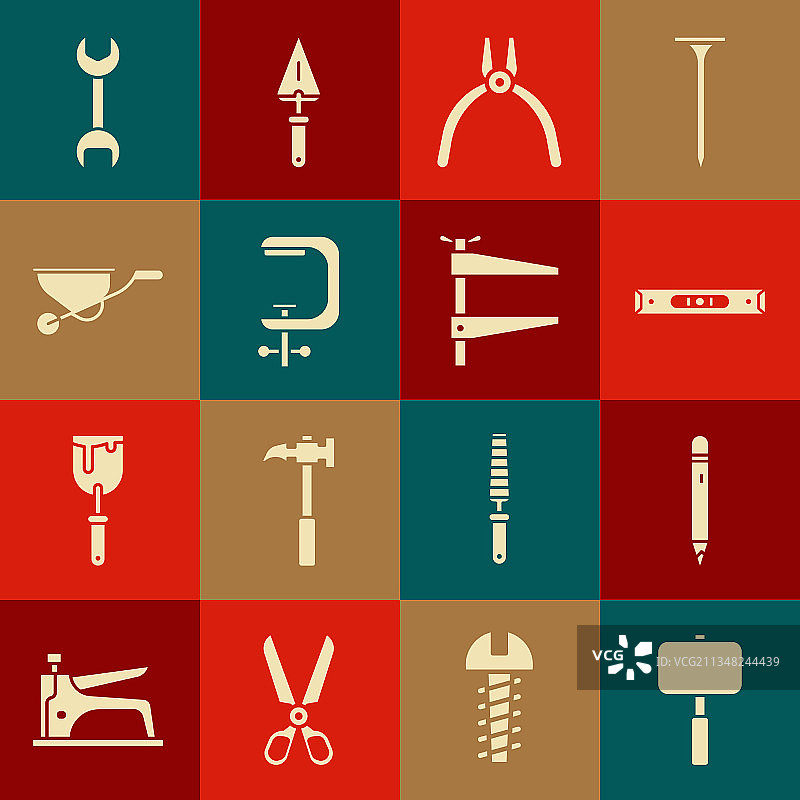 大锤、带橡皮擦的铅笔、建筑素材图片素材