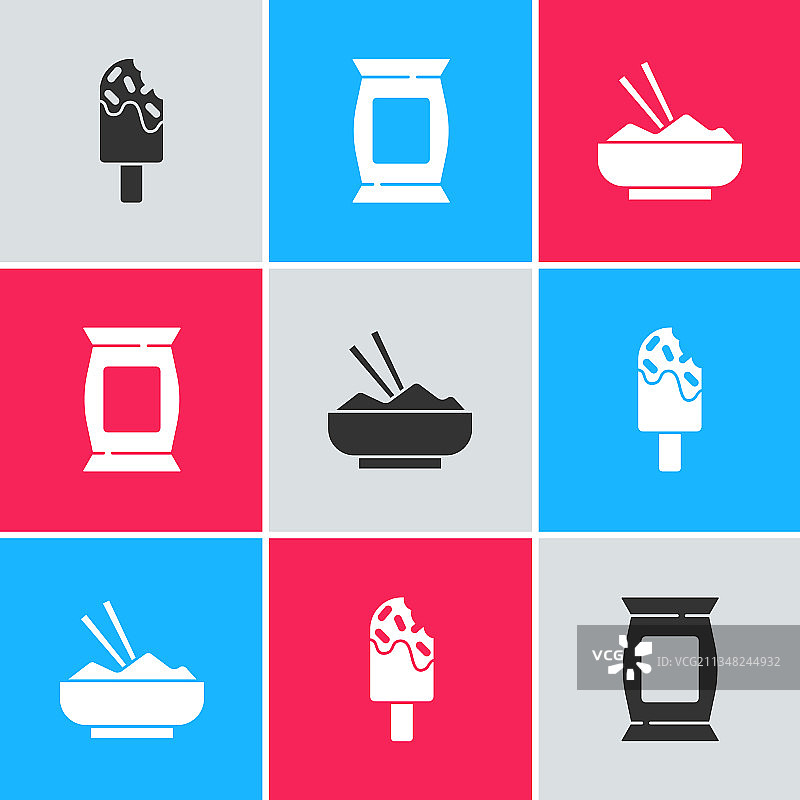 冰淇淋、袋装薯片、大米图片素材