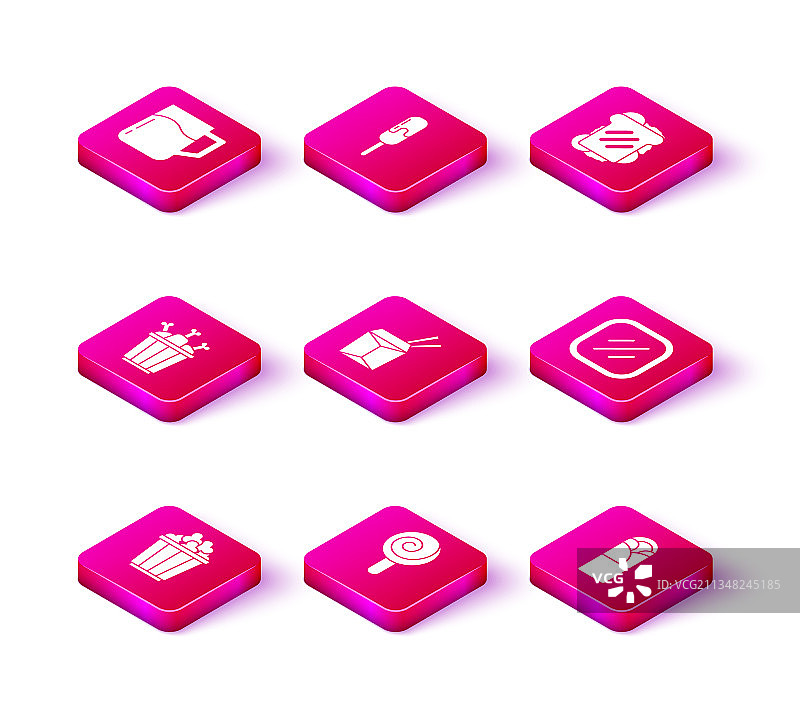 爆米花、棒棒糖和鸡腿包装图片素材