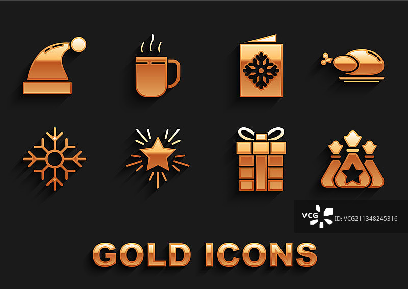 圣诞节主题元素：星星烤火鸡或烤鸡图片素材