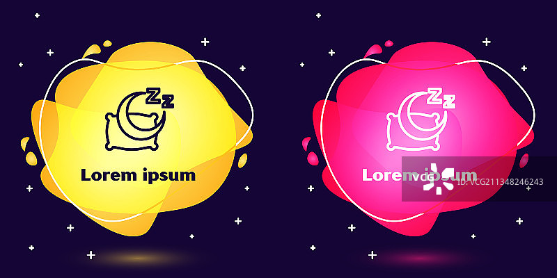 蓝色背景上的睡眠时间图标系列图片素材