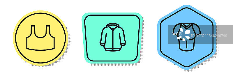 彩色内衣连帽衫和T恤套装图片素材