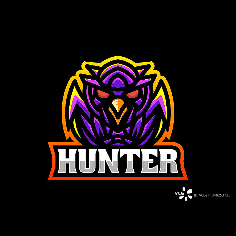 猫头鹰猎人电竞运动风格标志图片素材