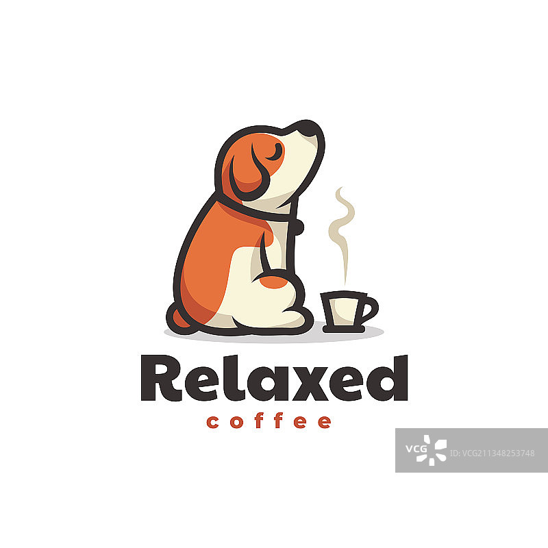 放松的狗 简约吉祥物风格logo图片素材