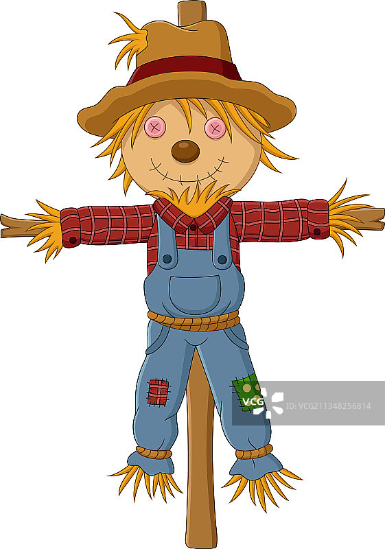 白色背景上孤立的卡通稻草人图片素材