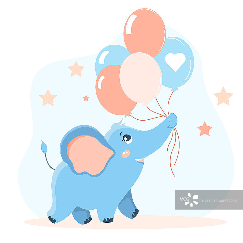 带气球的小象图片素材