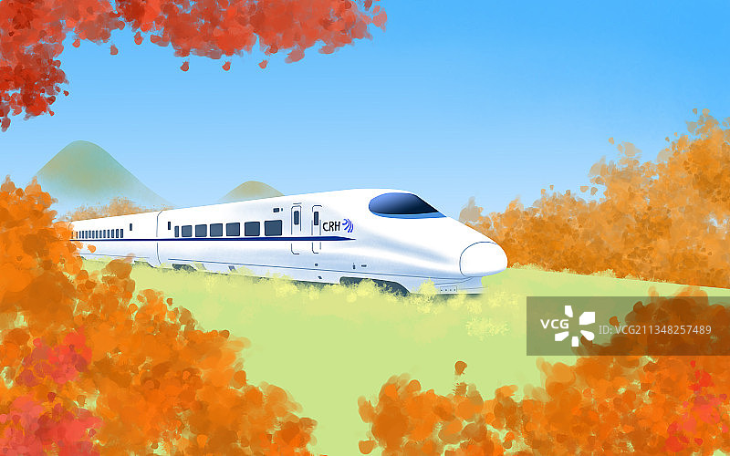 高铁四季图片素材