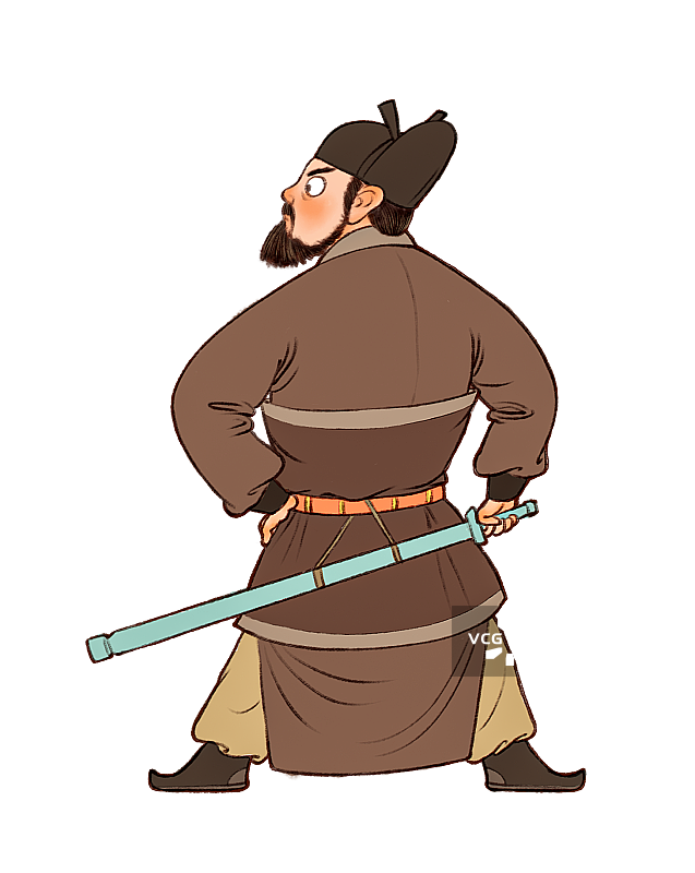 张飞背对怒目而视拔剑人物元素图片素材