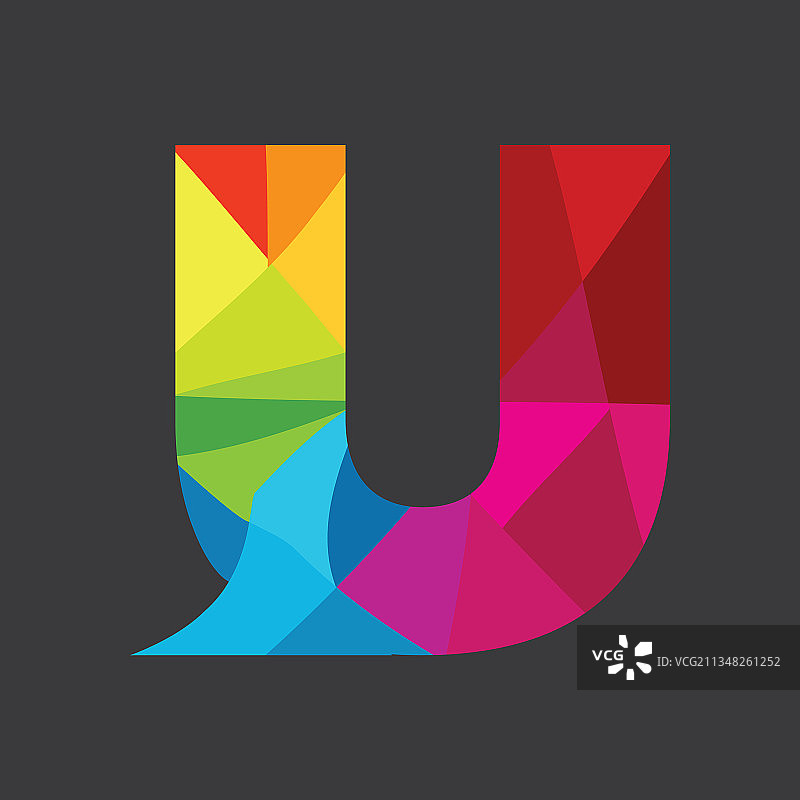 抽象彩色U字母设计图片素材