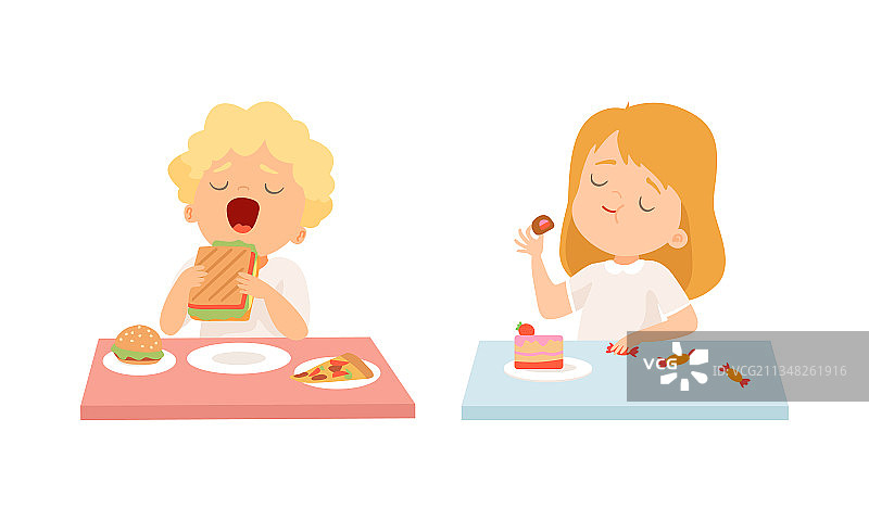 展示喜欢的小男孩和小女孩角色图片素材