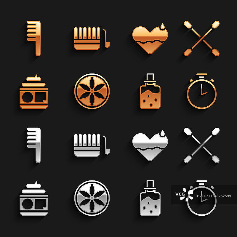 树叶植物与棉签套装图片素材