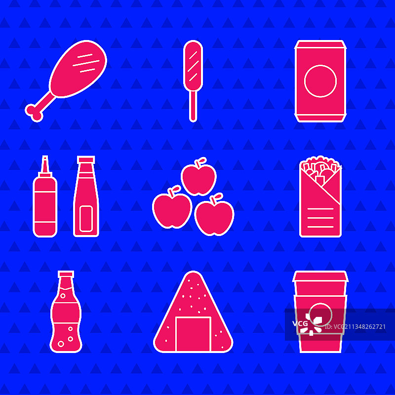 苹果、饭团、咖啡杯、外卖和土耳其烤肉图片素材