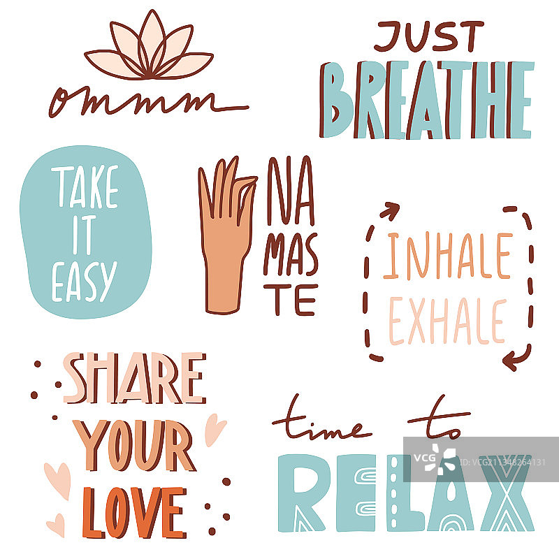 带涂鸦的瑜伽正念励志语录图片素材
