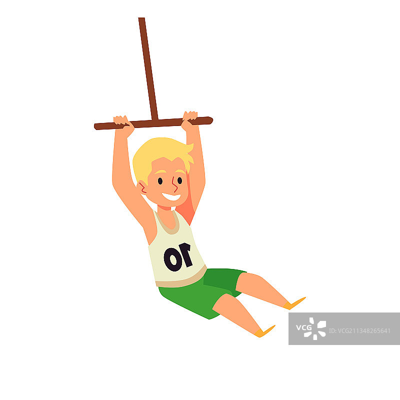 卡通儿童在蹦极秋千上摇摆图片素材