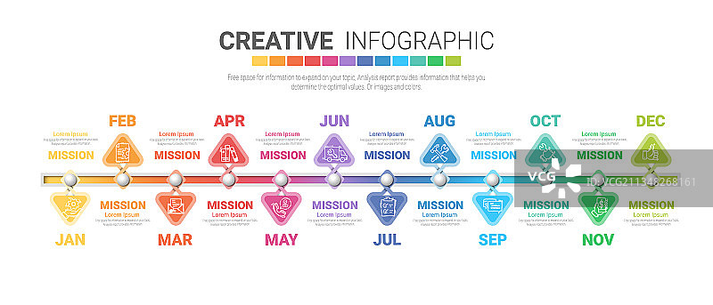 12个月商务时间线1年时间线图片素材