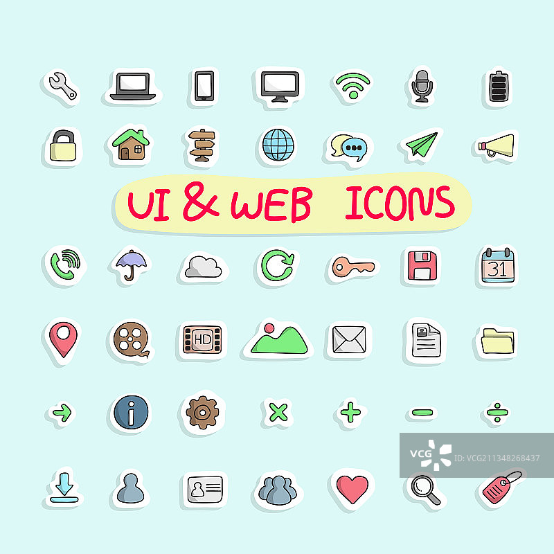 UI和互联网图标贴纸设计图片素材