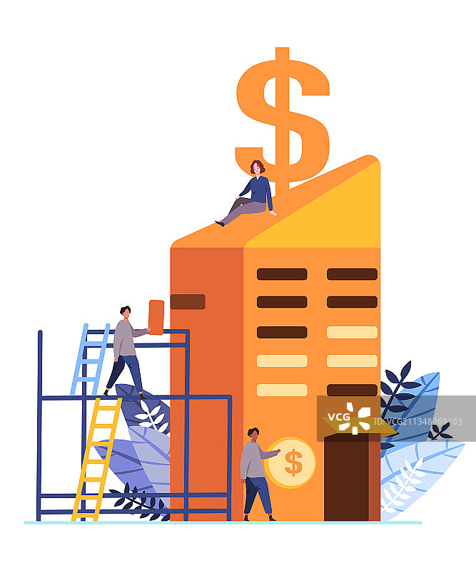 站在建筑物上的女子，资本主义的象征图片素材