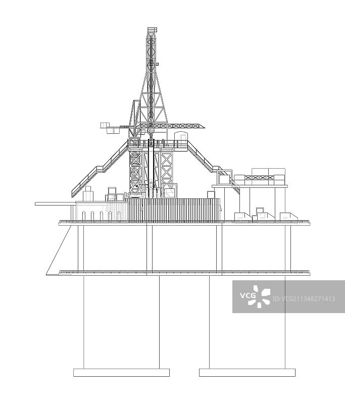 3D海上石油钻井平台效果图图片素材