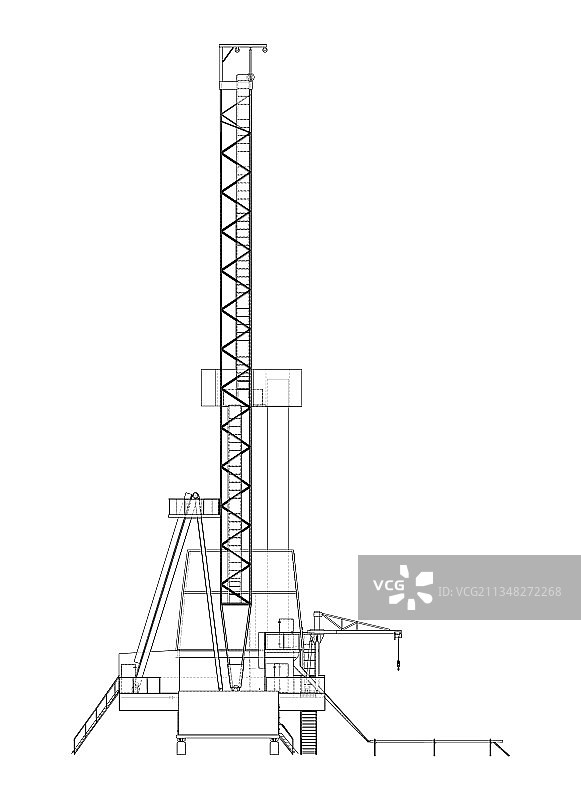 石油钻井平台正交图图片素材