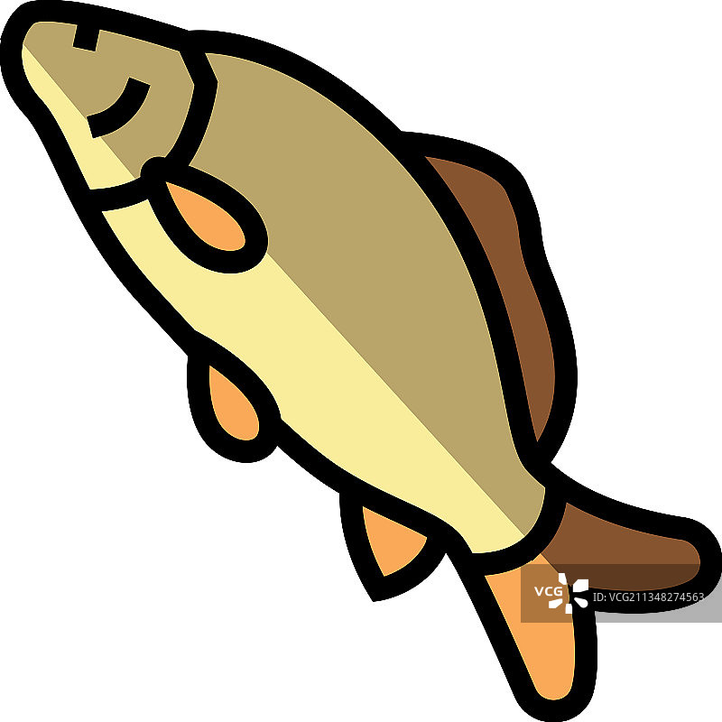 普通鲤鱼彩色图标图片素材