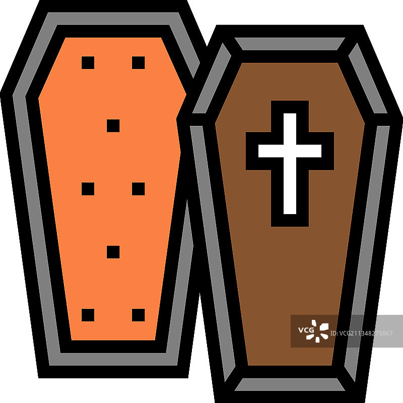 万圣节棺材彩色图标图片素材