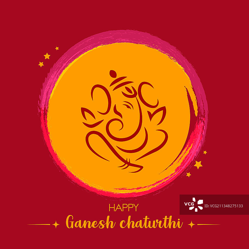 象头神节祝福贺卡图片素材