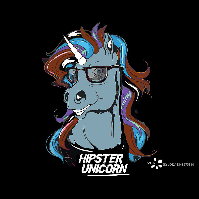独角兽标语T恤设计图片素材