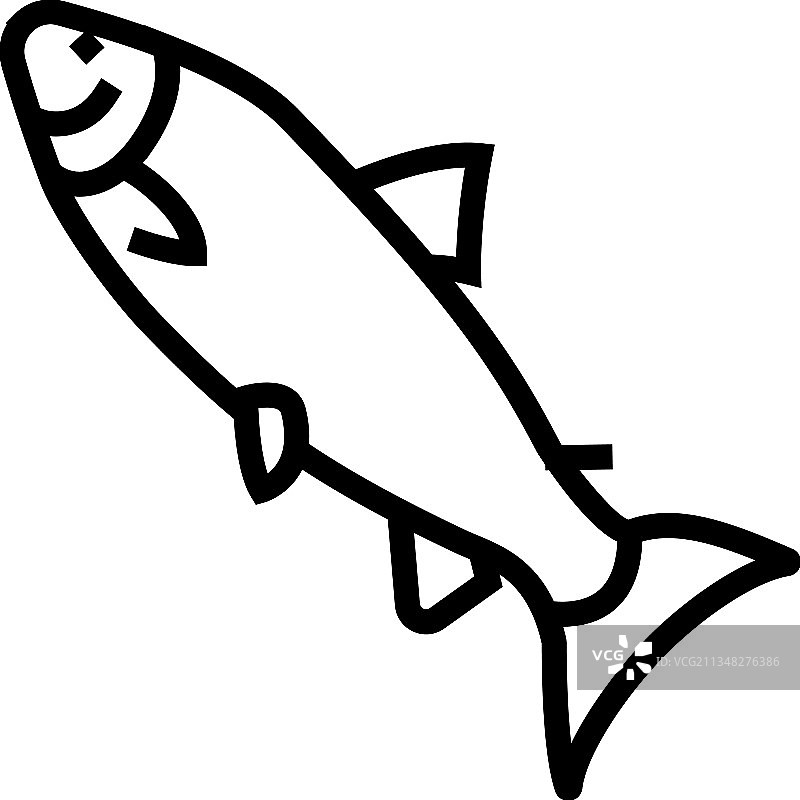 大西洋鲑鱼线条图标图片素材