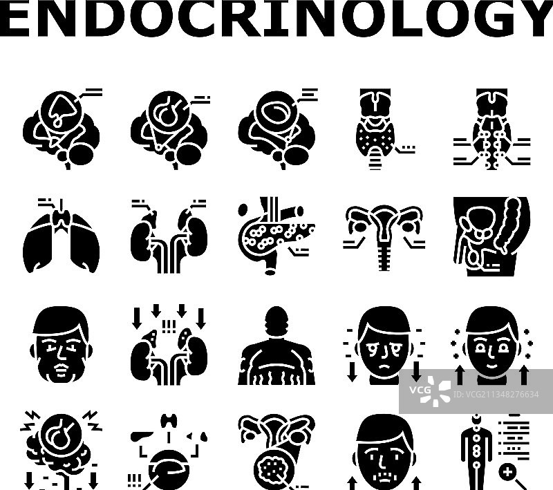 内分泌医学疾病图标集图片素材